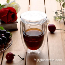 Tasse en verre à boire à deux parois de 350 ml